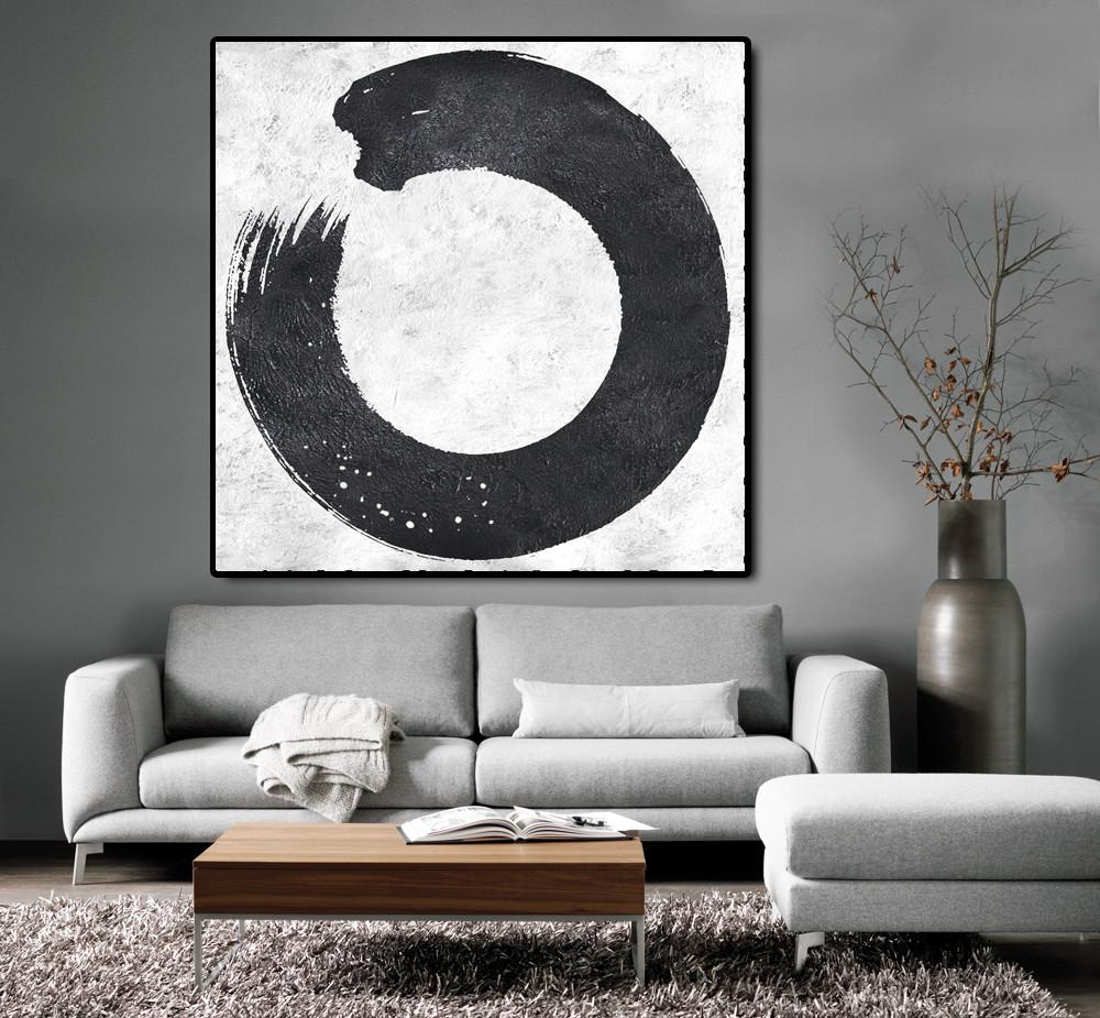 Minimal Black and White Painting #MN15A - Click Image to Close